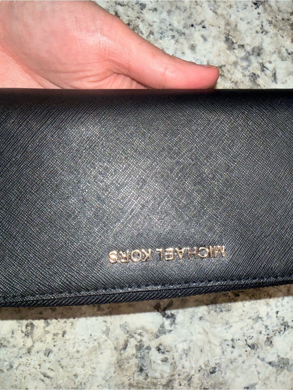 Michael Kors Black Saffiano Leather wallet with Gold Logo